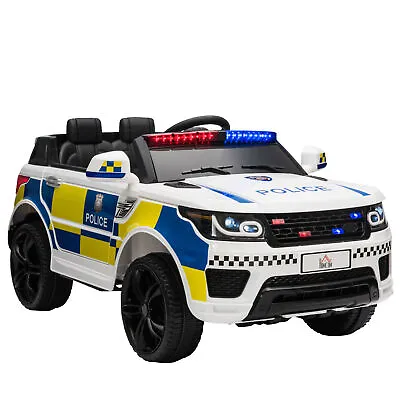 HOMCOM 12V Kid Electric Ride On Police Car W/ Remote Siren Bluetooth 3-6 Years • £159.99