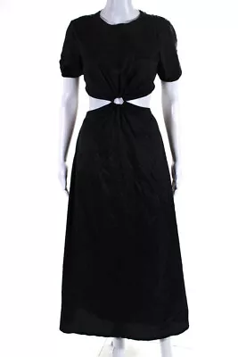 Staud Womens Short Sleeves Cut Out Waist A Line Dress Black Size Extra Small • $97.59