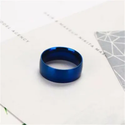 8mm Titanium Steel Dome Ring Polished Comfort Fit Men Women Velentine's Gift • $7.99