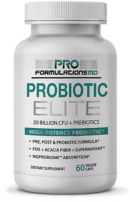 Probiotic Elite – Synbiotic With FOS + Supernatant – 60 Vcaps • $24.95