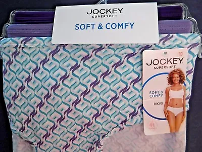 Jockey 3 Supersoft Panties Bikinis Purple Lilac Mix Extended Sizes Modal Size 10 • $17.97