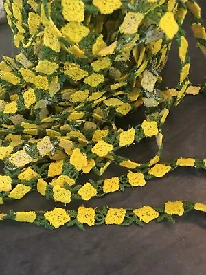 19 Yds Green And Yellow Like Lemon Cotton Venise Lace • $13.99