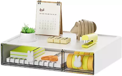 Desk Organizer With 2 Drawers Stackable Storage Drawers Plastic Makeup Storage • $19.99
