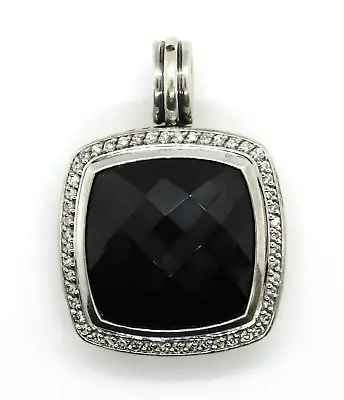 David Yurman 925 Sterling Large Albion Black Onyx & Diamond Pendant Enhancer • $875