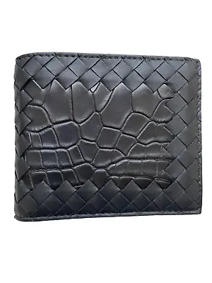 Bottega Veneta Intrecciato Nappa/Croc Leather Bifold Wallet • $595