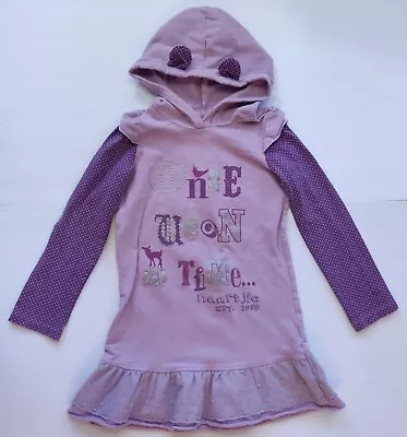 Naartjie Kids Light Purple Lilac Long Sleeve Ruffle Lace Hoodie Tunic Dress L 6 • $12