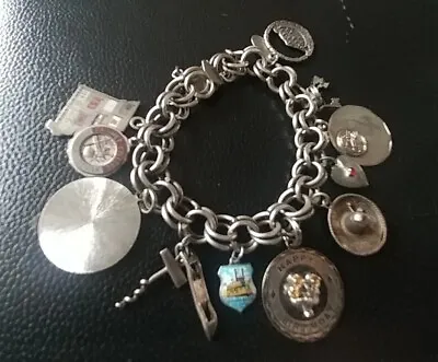 Vintage Sterling Silver Charm Bracelet With 12 Charms • $59.98