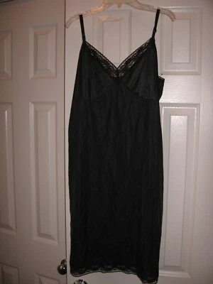$5 • Buy Vintage Vanity Fair Full Slip Size 40 Black Nylon With Lace Hem And Bodice