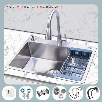 28 Inch Top Mount Kitchen Sink Drop-in Stainless Steel Single Bowl Kitchen Sink • $121.99