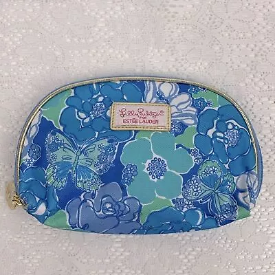 Lilly Pulitzer For Estée Lauder Cosmetic Bag Pouch Gold Zip Close Pink Lined • $23.49