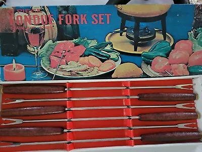 VINTAGE 6 Piece Fondue Fork Set Frwd Roberts Co. Taiwan Republic Of China Nib • $19