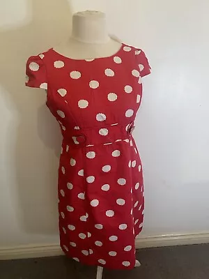 Eliza J New York Shift Dress Pink White Polka Dot  Size 12 50’s Wedding • £14.99