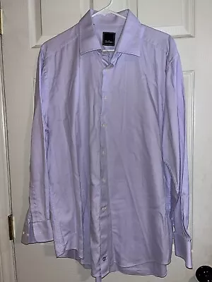 David Donahue Mens Dress Button-Up Purple Fine Polka Dot Size 17.5  34/35 • $19.99