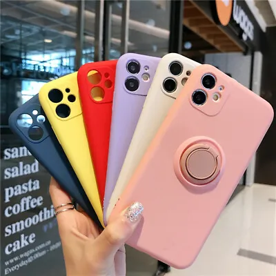 For IPhone 11 12 13 14 15 Pro Max XS 8 Shockproof Silicone Case Cover Ring Stand • $6.59