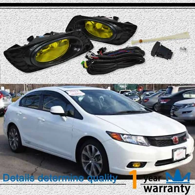 2pcs Left+Right 38W Amber Fog Lights With H11 Bulbs Fit 2012-2014 Honda Civic • $49.99