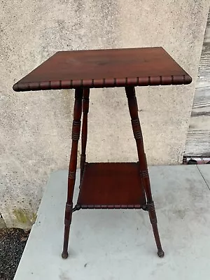 Antique Traditional English Mahogany Turned Leg Parlor Side Table Stand 2 Tier • $146.25