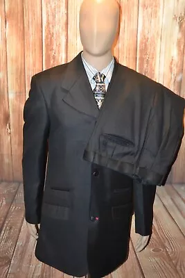 Stacy Adams Men Super 100s Black 3 Front Button 3 Pcs Suit Sz 38L Wst 32x31 • $85