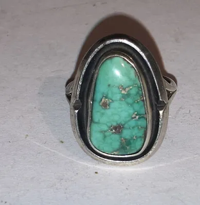 Nice Vintage Navajo Old Pawn Sterling Silver Turquoise Ring Size 6 • $69.99