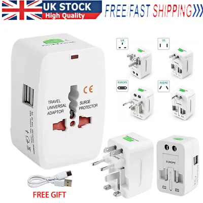 Travel Adapter World Wide Use Universal New Plug Charger UK EU AU US USB Port UK • £8.99