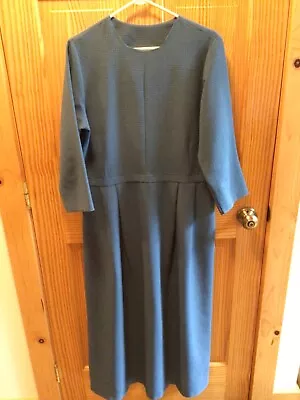 Amish Mennonite Hand Made L/S 3pc Cypress Green Dress B42 EUC Plain Clothing • $14.99