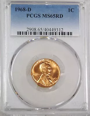 1968-D Lincoln Cent PCGS MS65RD Bright Red Superb Luster PQ #F713K • $10.99