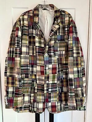 Vintage Polo By Ralph Lauren Patchwork Cotton Madras Plaid Men's Blazer Size XXL • $169.99