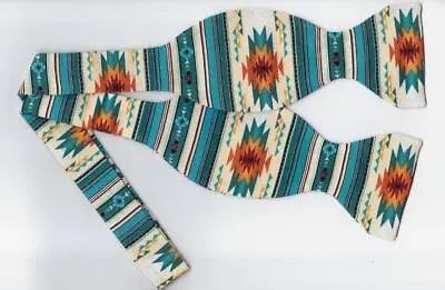 Fire Burst Bow Tie / Southwestern Orange & Turquoise / Navajo / Self-tie Bow Tie • $14.99