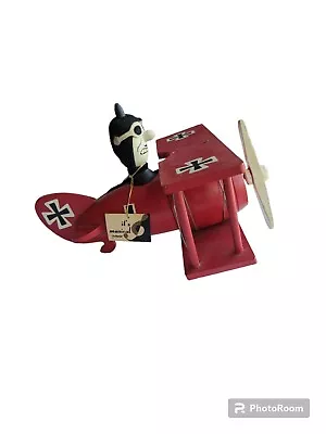 Vintage Schmid 1968 Snoopy's The Red Barron Biplane Wooden Music Box W/tag • $64.50