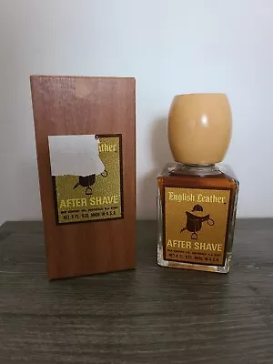 Vtg Mem Co English Leather Aftershave Splash 8 Fl Oz Full Rare Wooden Top - Nos • $44.99