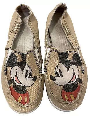 Disney Mickey Mouse Crocs Canvas Slip On Loafers Shoes Womens Size 5 • $19.99
