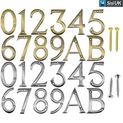 BRASS CHROME DOOR NUMBERS 3  / 75mm Polished Solid House Flat Apartment Letters • £3.55