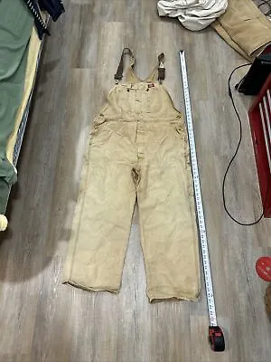 G505 Dickies Bibs Overalls Mens Classic Bib Overalls Cotton 44 X 30 Tan Duck • $33.99