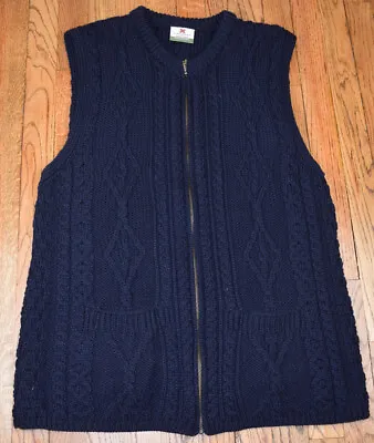 Carraig Donn Wool Full Zip Chunky Knit Sweater Vest Ireland Men’s Size XL EUC • $43.99