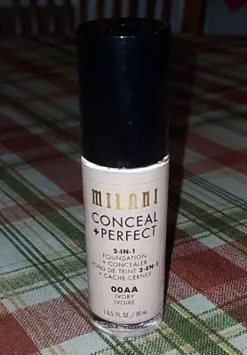 Milani Conceal + Perfect 2-in-1 Foundation + Concealer 00a Ivory Ivoire 1 Fl.oz. • $9.50