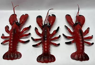 Lot Of 3 Vintage Blow Mold Lobster Decor Plastic Nautical Sea Life-12  Red Black • $35.99