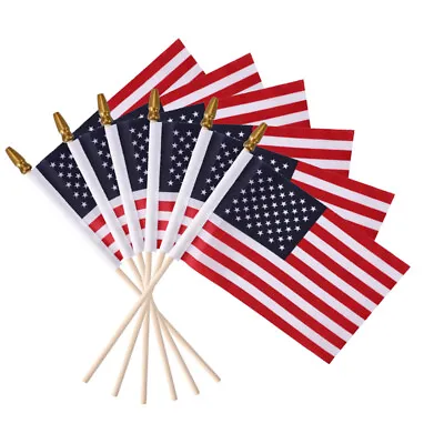Lots Pacsk Mini US American Stick Flag 4  X 6  On Pole USA American Small • $6.99