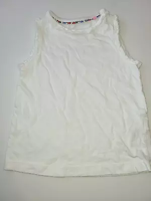 Girls Mini Boden Ruffle Sleeveless Tank Top Size 5-6 White • $12.50