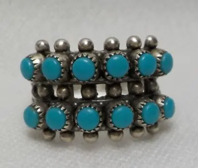 Vintage Jane Popovich Navajo Sterling Silver Ring Turquois Southwest Jp • $55.87