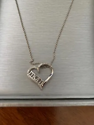 NEW Zales Diamond Heart  Mom  Necklace 925 Chain • $48