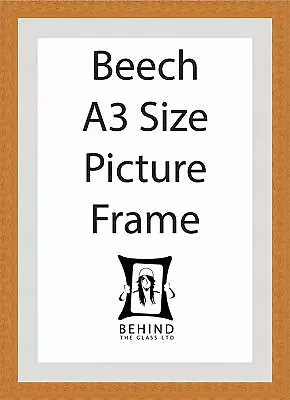 Handmade Beech Brown Wooden Picture Frame With Mount - A3 Size By Behind The ... • £21.59