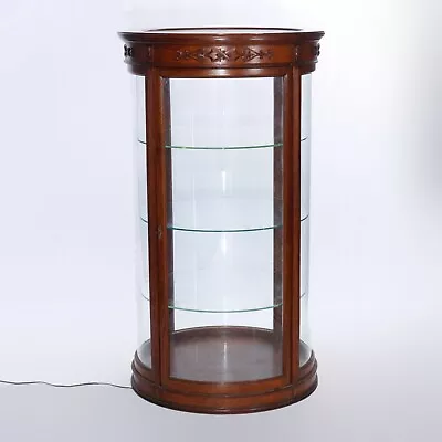 Antique Oak Country Store Curved Glass Jewelry Display Case C1900 • $3600