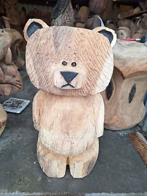 Chainsaw Carving Bear Great Gift Idea Elm Wood Home Garden  Sculpture Art Craft  • £260