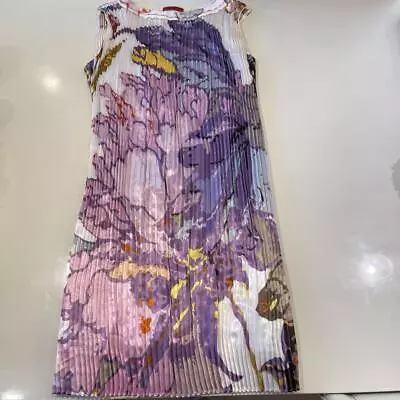 Vivienne Tam Silk Pleated Dress Peony Pattern Size 0 Silk Length 33.8in • $280