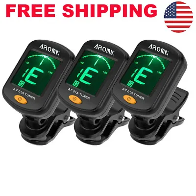 $13.99 • Buy 3x Clip-On LCD Digital Tuner For Guitar, Bass, Violin, Ukulele, Chromatic AT-01A
