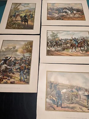 5 Civil War Battle Prints Werner Co. U.S. Military Lithographs C. 1899 • $79
