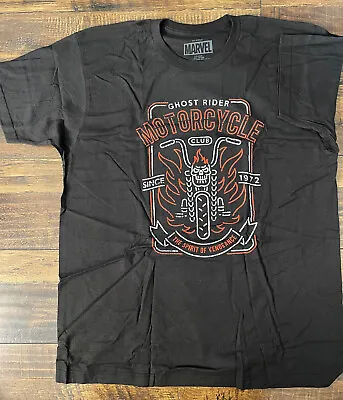 Ghost Rider Motorcycle Club Logo Skull Shirt T-Shirt Marvel Comics Black • $17