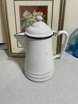 Vintage Enamelware Coffee Pot Enamel Pitcher • $29.99