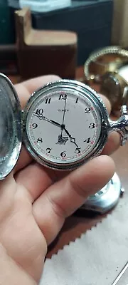 Timex Mechanical Handwind Pocket Watch Vintage 1970s Mens • $38.75