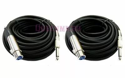 2 Pack 100Ft XLR 3Pin FEMALE To 1/4  MONO Shielded Mic Microphone Audio Cable V2 • $34.95