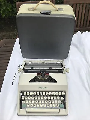 1964 Turquoise Logo Olympia Deluxe SM8 Portable Typewriter With Case Pica 10 Pt  • £220